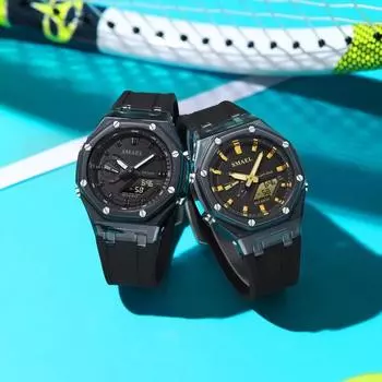 SMAEL 2025 многофункциональные силиконовые цифровые часы 8088 водонепроницаемые кварцевые спортивные часы для активного отдыха для взрослых студентов вишневый розовый