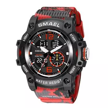 SMAEL 5Alarm Clock 2 Time Digital Watches Waterproof Men Watch Countdown Stopwatch Led Light Electronic Movement Wristwatch