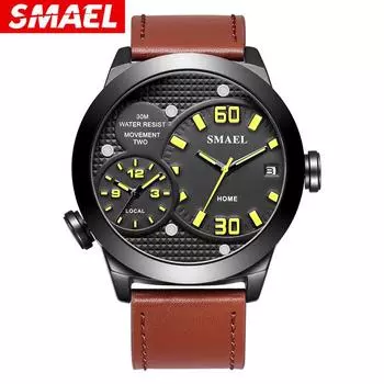 SMAEL аналоговые цифровые мужские наручные часы спортивные водонепроницаемые для мужчин relogio кварцевые часы браслет 1314 часы из сплава мужские часы с большим циферблатом NO Package жёлтый
