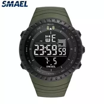 SMAEL Brand Men Electronics Watch Outdoor Sports Waterproof Big Dial Digital LED Luminous Alarm Digital-watch 1237 Sport Watch красный