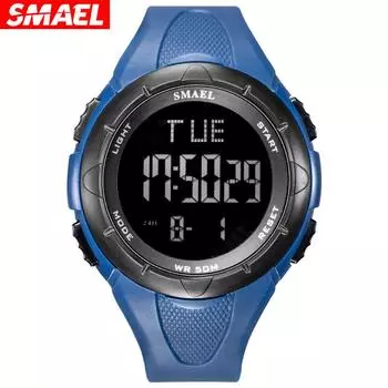 SMAEL цифровые часы мужские 50 м водонепроницаемые часы светодиодные часы будильник черный браслет секундомер 1016 спортивные часы цифровые часы для мужчин NO Package красный