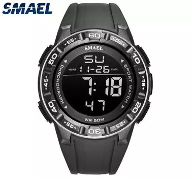SMAEL цифровые часы спортивные ударопрочные водонепроницаемые часы светящиеся секундомеры мужские часы военные часы чёрный