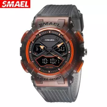 SMAEL двойной дисплей цифровые унисекс студенческие персонализированные светящиеся водонепроницаемые спортивные электронные часы чёрный/красный