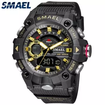 SMAEL Fashion Men s Sport Watches Shock Resistant 50M Waterproof Wristwatch LED Alarm Stopwatch Clock Military Watches Men 8040 армия зеленый