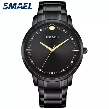 SMAEL Мужские часы Кожаные водонепроницаемые мужские повседневные часы для свиданий чёрный
