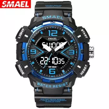 SMAEL мужские часы с двойным дисплеем, многофункциональные светящиеся в темноте водонепроницаемые уличные цифровые электронные часы