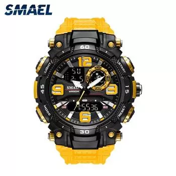 SMAEL Мужские часы с двойным дисплеем Водонепроницаемые спортивные наручные часы Мужские военные армейские часы Мужские