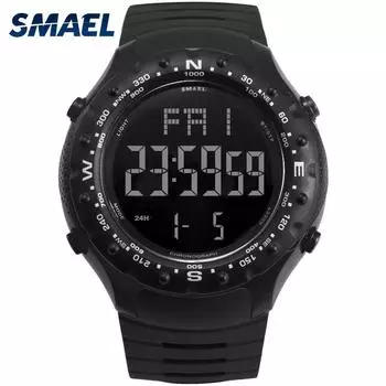SMAEL мужские спортивные часы с обратным отсчетом двойного времени часы с будильником Chrono цифровые наручные часы 50 м водонепроницаемые