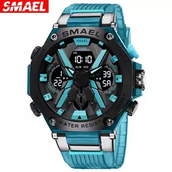 SMAEL мужские спортивные часы военные часы светодиодный кварцевый двойной дисплей секундомер водонепроницаемые спортивные мужские наручные часы для мужчин 8087 красный