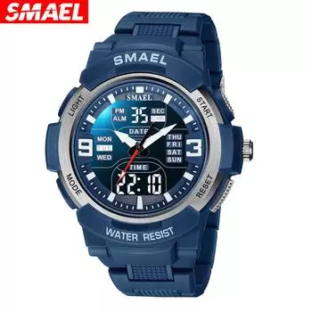 SMAEL Мужские военные часы Новые модные часы Кварцевые наручные часы Мужские водонепроницаемые спортивные часы 50 м Цифровые шоковые армейские часы 1912 года NO Package армия зеленый