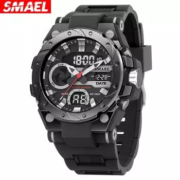 SMAEL Секундомер Часы для Мужчин Роскошный Бренд Цифровой Хронограф Спортивные Кварцевые Наручные Часы Водонепроницаемые Светящиеся Часы Двойной Дисплей Мужские Часы разноцветный