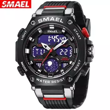 SMAEL Space Man Многофункциональные студенческие часы из сплава, повседневные спортивные многофункциональные электронные часы с двойным дисплеем чёрный