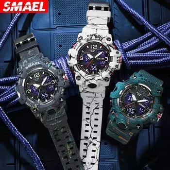 SMAEL спортивные электронные часы, модные роскошные светящиеся многофункциональные часы, наручные часы с календарем, мужские деловые повседневные часы флуоресцентный зеленый