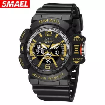 SMAEL Спортивные Часы Мужские 50M Водонепроницаемые Наручные Часы Двойной Дисплей Времени Многофункциональные Спортивные Часы 8065 Мужские Часы Цифровые NO Package зелёный