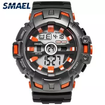 SMAEL светодиодные цифровые часы, роскошные часы, мужские военные часы, часы с будильником, спортивные водонепроницаемые часы чёрный/красный