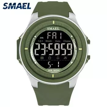 SMAEL светодиодные цифровые наручные часы мужские часы автоматические спортивные часы сигнализация армейские часы водонепроницаемые армия зеленый
