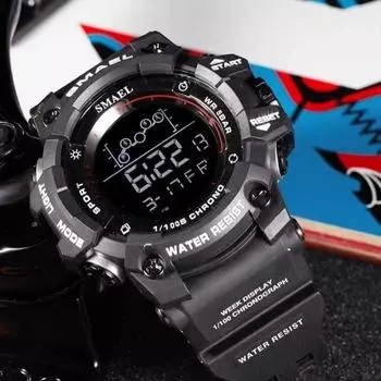 SMAEL светодиодный будильник военные часы многофункциональные один дисплей цифровые часы 50M водонепроницаемые 8082 спортивные часы для мужчин армия зеленый