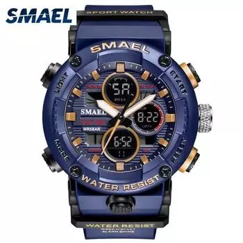 SMAEL Watch Men Waterproof LED Digital Watches Stopwatch Big Dial Clock For Male 8038 Casual And Versatile Sport Men Watches Quartz армия зеленый