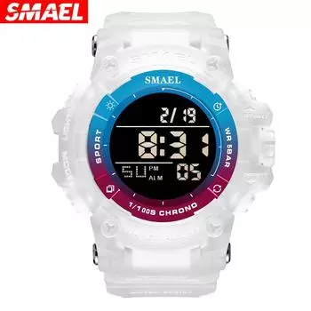 SMAEL женские цифровые часы белые модные часы будильник секундомер спортивные часы-браслет 8046 женские спортивные часы светодиодные часы 50 м водонепроницаемые NO Package жёлтый/красный