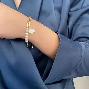 Смайлик Жемчужный Браслет Дизайн Меньшинств Легкий Роскошный Женский Браслет Из Титановой Стали