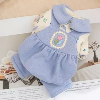 Small and medium-sized dogs autumn and winter warm puppies dog lapel small flower four-legged cotton-padded clothes teddy than bear cat pet clothes XS (recommended weight 1-1.5kg)