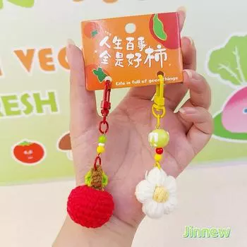 Small Apples Peaches Flowers Plush Keyring Material Daily Use Collectors Gift
