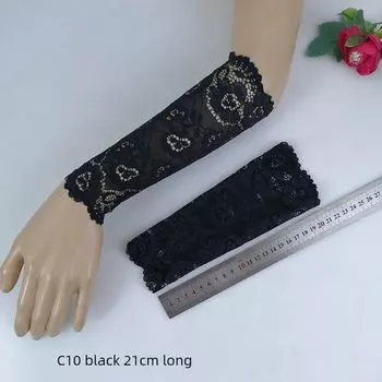 Small Arm Heattech Oversleeve Female Sun Protection Scar Covering Tattoo Lace Wrist Cuff Wristband Arm Sleeve Gloves Black XL