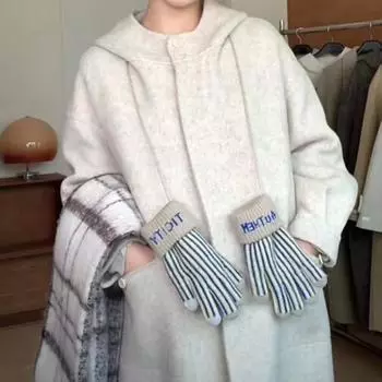 Small Autumn and Winter New Hooded Double-sided Wool Coat for Women Medium-length Loose and Slim Woolen Coat S