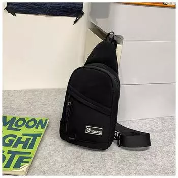 Small Backpack Men s Women s Breast Bag Trendy Shoulder Bag Sports Crossbody Bag Crossbody Bag Solid Color Oxford Canvas Satchel чёрный