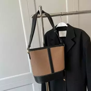 Small bag New fashion canvas shoulder bag Casual women s bag Versatile work commuter bag Bucket bag чёрный