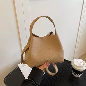 Small Bag Women s 2025 New Handbag Light Luxury Niche High-Grade Shoulder Shoulder Bucket Bag Genuine Leather Women s Bag Khaki