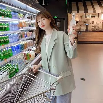 Small blazer women s design sense niche 2024 new autumn loose Korean version of British casual suit top S fits 85-52.5kg