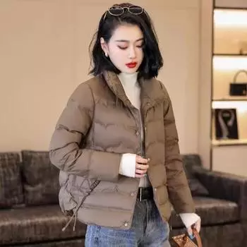 Small braids short winter 2024 new down jacket women s small simple fashion loose coat M size 90-55kg белый