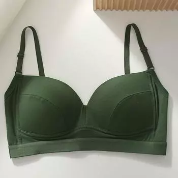 Small breasts gather without steel rings sub-breasts, pure cotton underwear, women s integrated fixed cup backing, beautiful back, chest wrapping S (recommended 70-45kg) чёрный