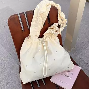 Маленькая прозрачная холщовая сумка для женщин, лето 2024, новая модная корейская плиссированная сумка-тоут, универсальная сумка большой вместимости 36*9*35 жёлтый