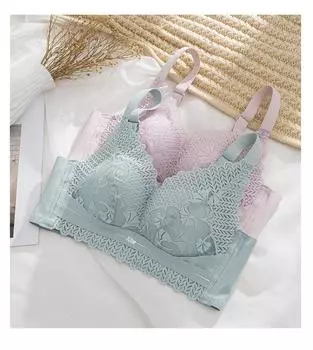 Small cup thin sexy steel-rimless latex cotton gathered non-magnetic four-breasted bra 75B красный