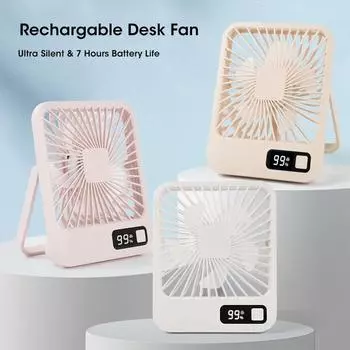 Small Desk Foldable Fan 7H Timing USB Portable Quiet Table Fan Rechargeable Strong Airflow Cooling Fan 5 Speeds Powerful Wind розовый
