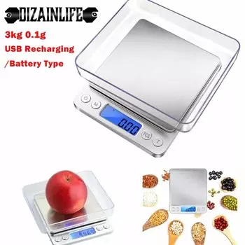 Small Digital LCD Kitchen Scale Electronic Pocket 3kg/ 0.1g Jewelry Scale Food Scales Digital Weight Gram and Oz Scale with Tare