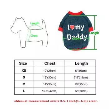 Small Dog Clothes Cute Puppy Cat Clothing Cotton T-shirt Chihuahua Pug Clothes Vest Spring Autumn Pet Costume I Love Daddy Mommy XS