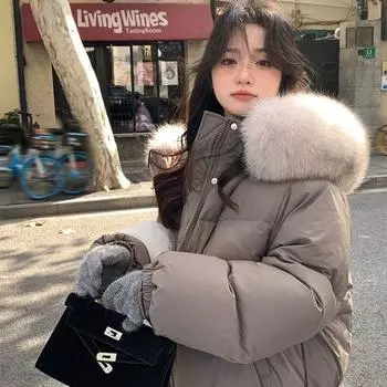 Small Down Jacket Women s Short 2025 New Fashionable Loose Niche Design Sense Thickened Bread Jacket Winter Coat M size is suitable for 110 to 67.5 kg
