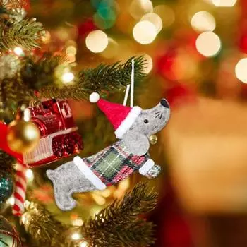 Small Dressed Dachshund Dog Pendant Non-woven Christmas Dachshund Dog Pendant DIY Christmas Tree коричневый