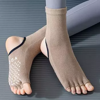 Small Fish plus Five Fingers Spring and Summer Knee High Sports Yoga Socks 2306D khakis