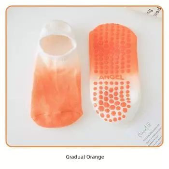Small Fish plus Yoga Socks Women s Summer Thin Gradient Color Towel Bottom Silicone Professional Sports Pilates Non-Slip Socks 2311J gradually Orange