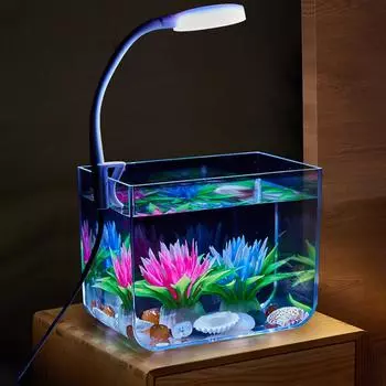 Small Fish Tank with Wall Mounted Filter LED Clamp Light High Lightweight Fish Aquatic Pet Supplies Aquariums for Home Decor