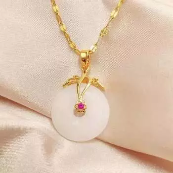 Small Flower Blessing Buckle Necklace, Fresh And High Imitation Chalcedony Does Not Fade, Versatile Temperament
