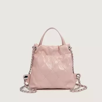 Small Fragrant Female Bag Niche Fashion Backpack Leisure Everything Diamond Lattice Chain Handbag белый