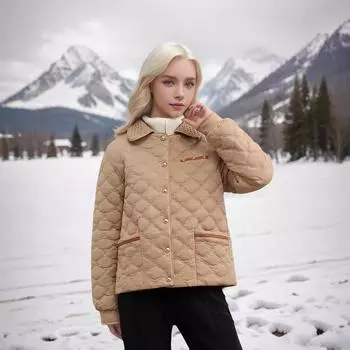 Small fragrant wind rhombus grid light and thin new short cotton clothes women s 2024 autumn and winter loose warm small cotton clothes tide M [Recommended below 57.5 kg]