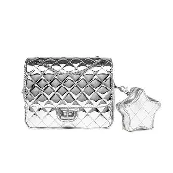 Small Fragrant Wind Star Diamond Chain Diagonal Span Bag Spring A Variety of Back Method Fashion Single Shoulder Small Square Women s Bag серебряный