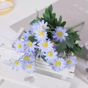 Small Fresh Chrysanthemum Daisy Simulation Bouquet Living Room Dining Table Wedding Photography Props Ornament Decoration небесно-голубой
