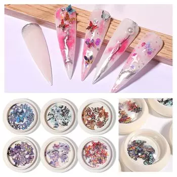 Small Fresh Flower Nail Jewelry Wood Pulp Butterfly Nail Decoration Stickers One Size